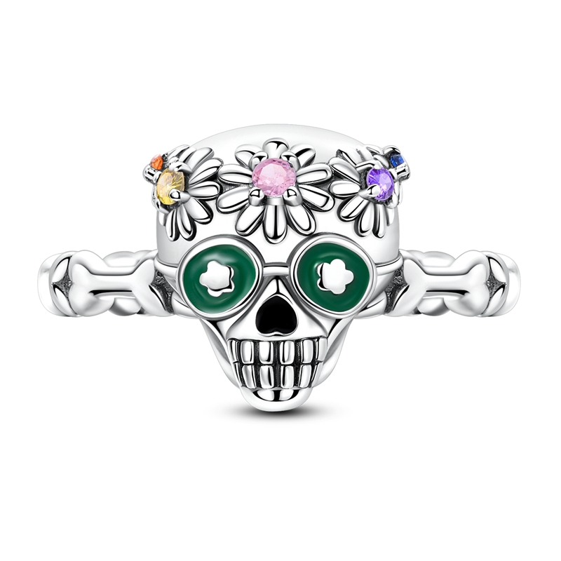 Women's 925 Silver Skull Zirconia Bone Ring, Elegant & Exquisite